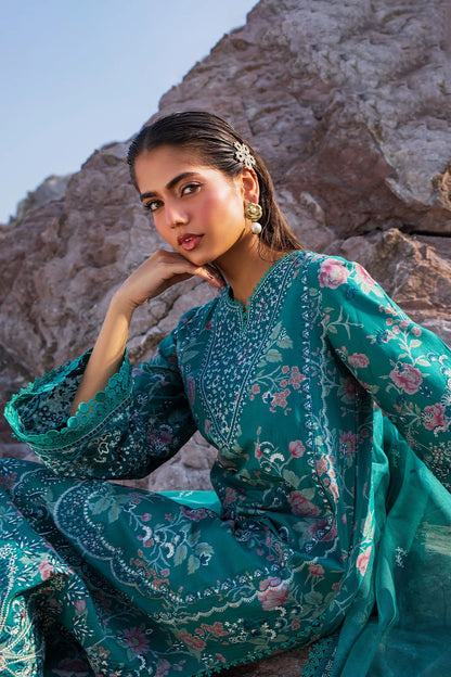 Plush- Green Embroidered Luxury Lawn'25 Outfit By- Afrozeh