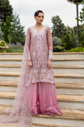 Mushq Pretty in Pink hand-embellished light pink party wear dress with dupatta – available stitched at Pakistanimoda.com.