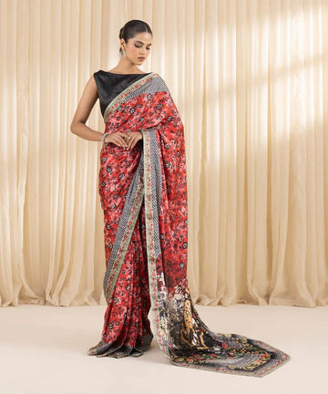 Prismatic Charm -Multi-Toned Satin Saree for Festive Glamour