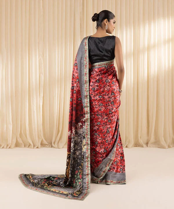 Prismatic Charm -Multi-Toned Satin Saree for Festive Glamour