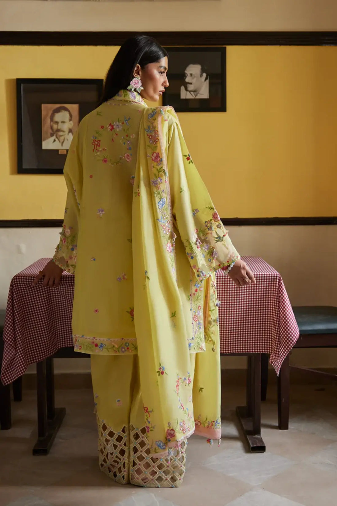 Zaha Queen of the Andes ZF26-08 lemon stitched lawn 3PC suit with floral embroidery and dupatta