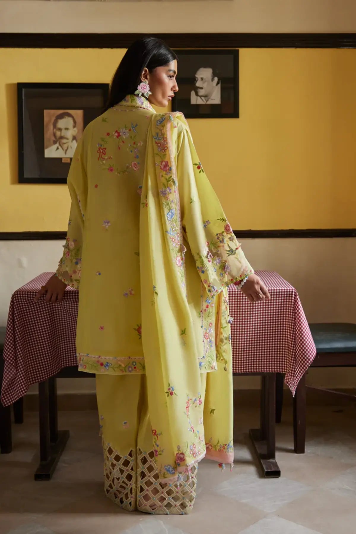 Zaha Queen of the Andes ZF26-08 lemon stitched lawn 3PC suit with floral embroidery and dupatta