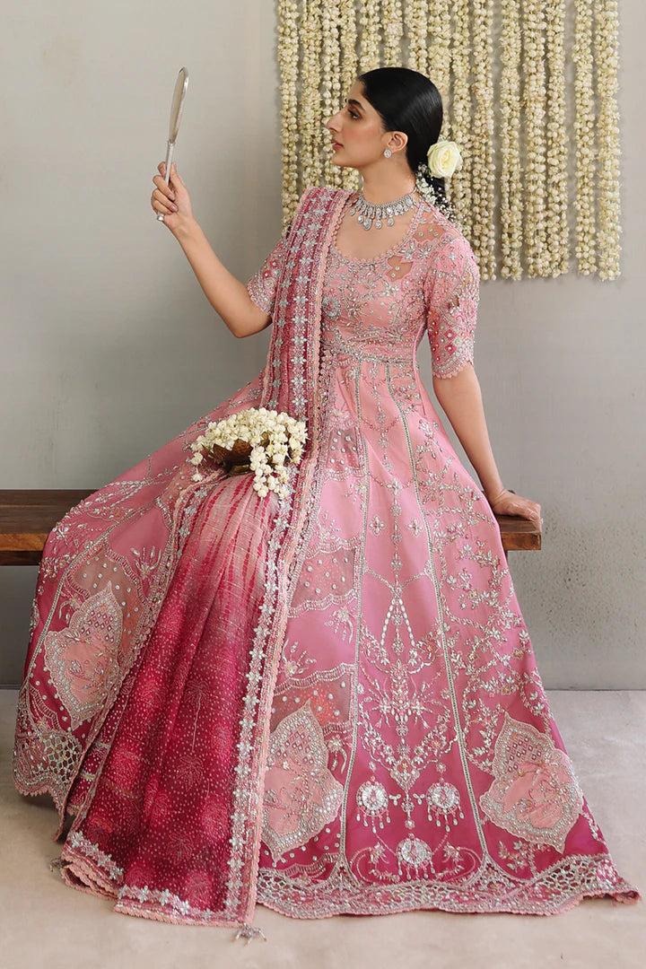 RH-05 Rahmah Pink Luxury Embroidered Maxi from Qalamkar Shadmaani Formals 2025, stitched and available at Pakistanimoda with worldwide delivery.