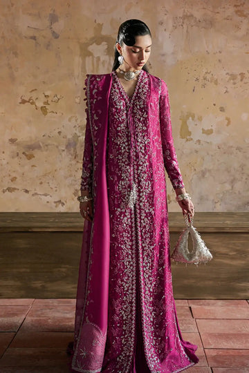 RHYTHEA fuchsia pink silk 4PC wedding suit by Suffuse with embroidered jacket