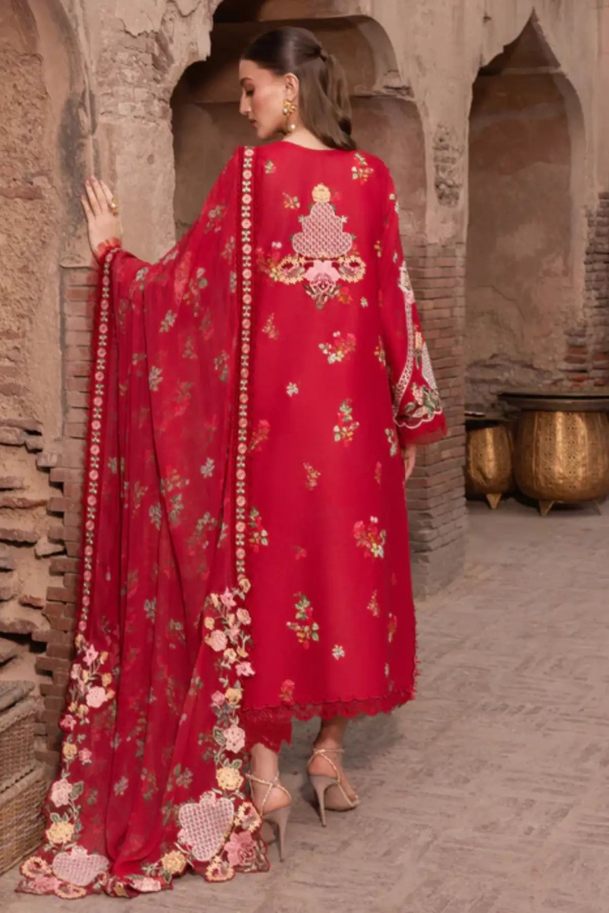 ROSE-6-A Saira Shakira Breeze crimson red stitched lawn suit Pakistanimoda