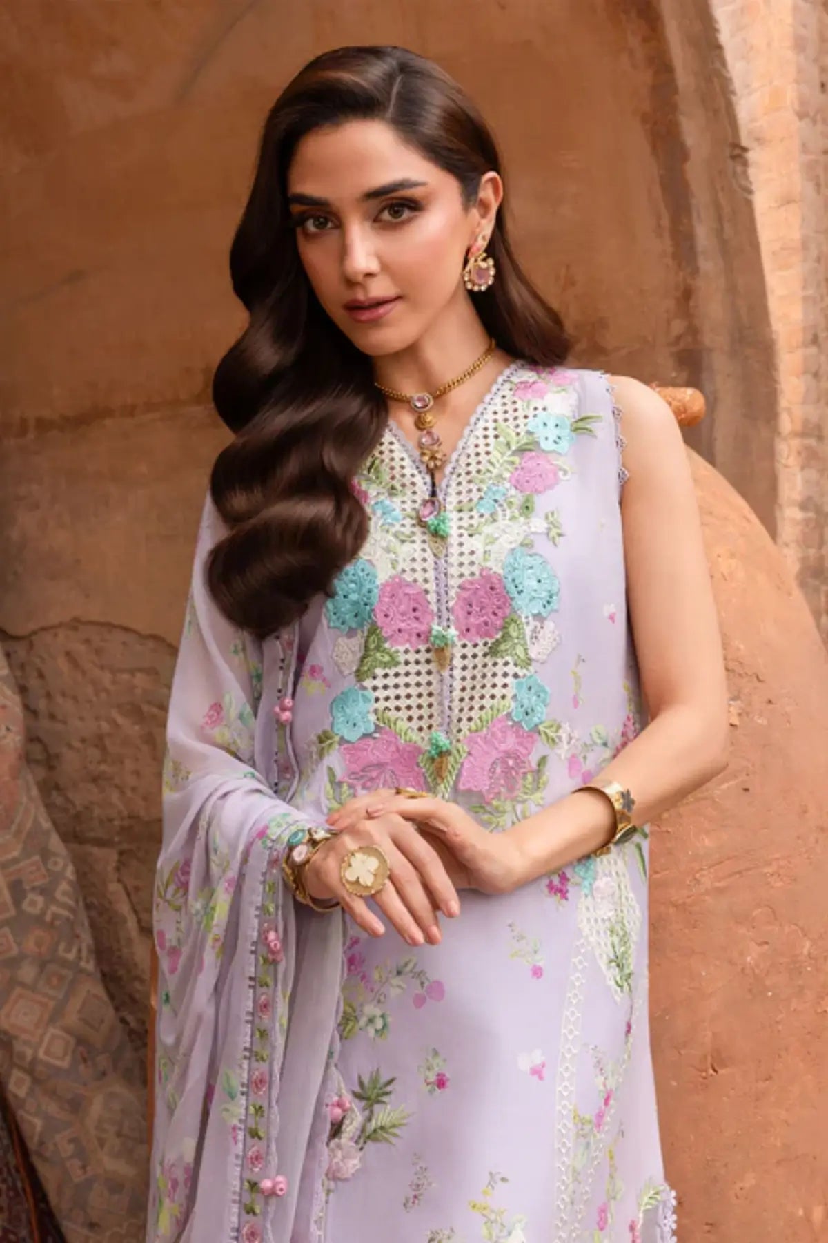 ROSE-6-B Saira Shakira Breeze lilac stitched lawn suit Pakistanimoda
