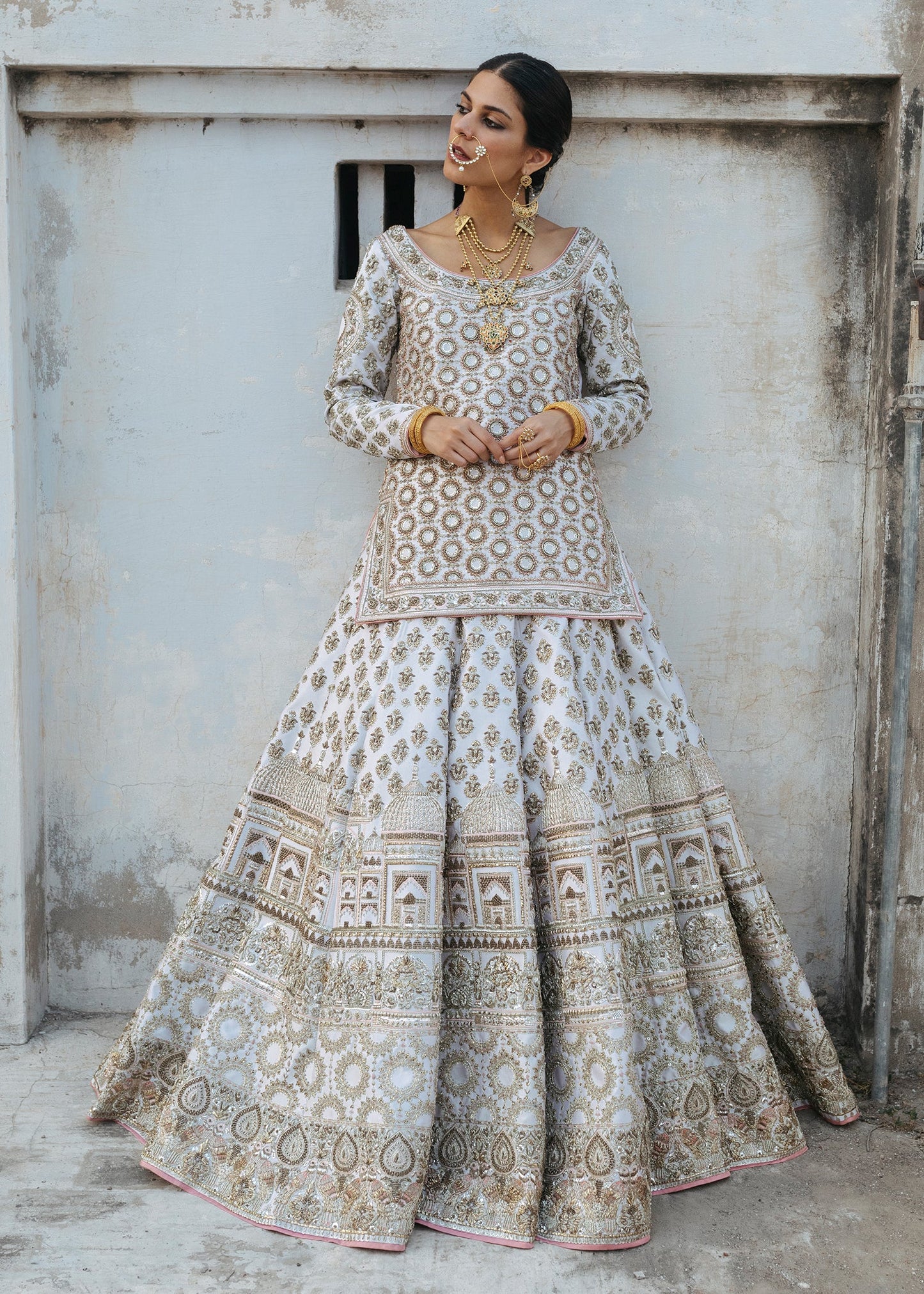 Radiant Bridal Lehenga in White Colour By Hussain Rehar