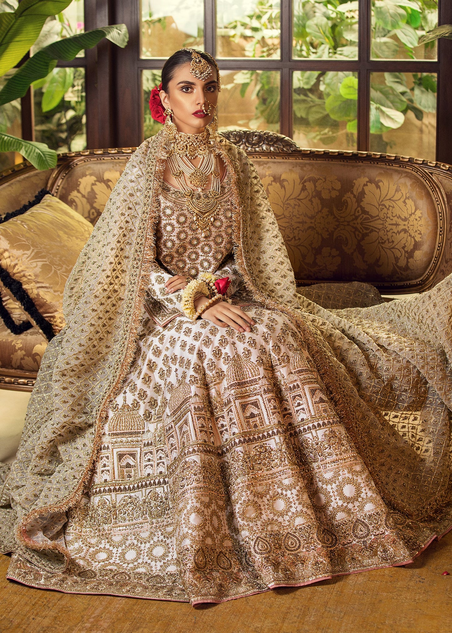 Radiant Bridal Lehenga in White Colour By Hussain Rehar