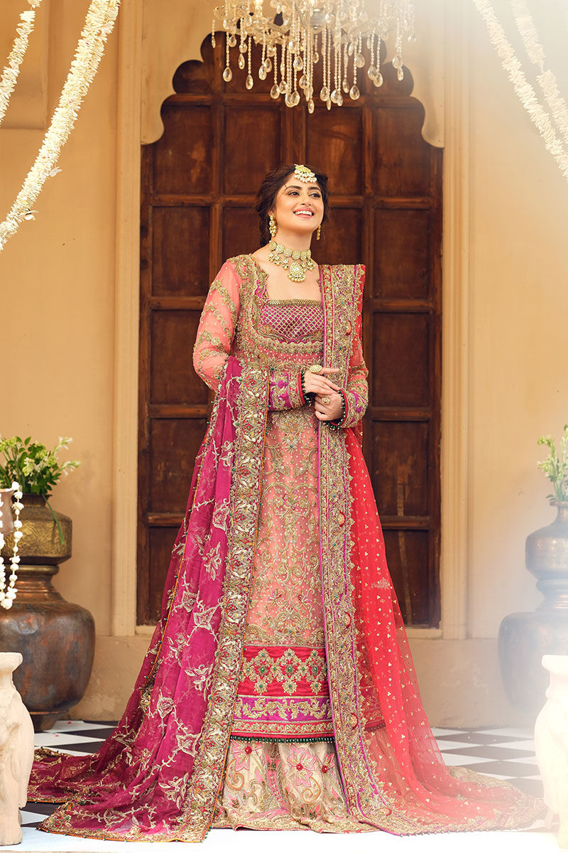 Rafiha-Designer Bridal Long Shirt with Lehenga-Aisha Imran