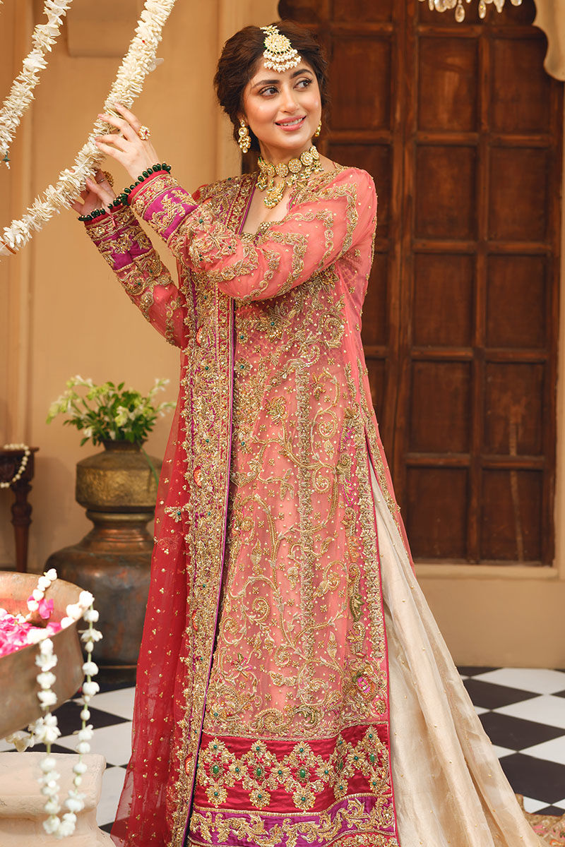 Rafiha-Designer Bridal Long Shirt with Lehenga-Aisha Imran