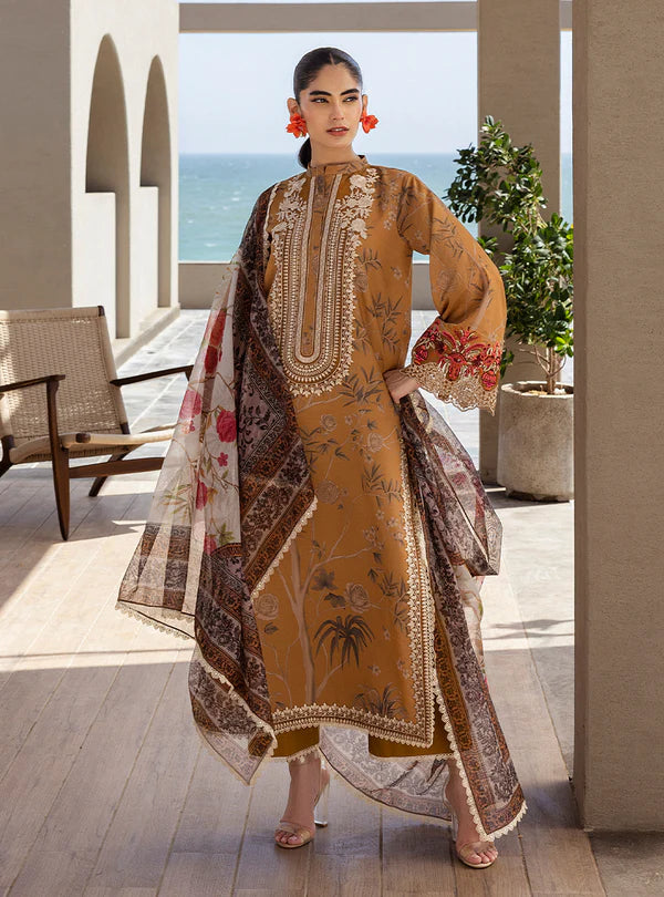 Rahma-Mustard Yellow Printed 3-piece Lawn Suit By-Zainab Chottani