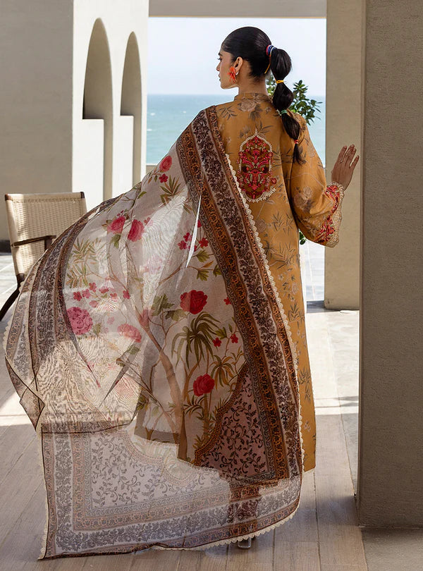 Rahma-Mustard Yellow Printed 3-piece Lawn Suit By-Zainab Chottani