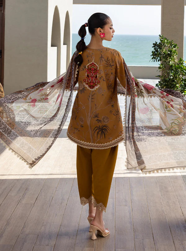 Rahma-Mustard Yellow Printed 3-piece Lawn Suit By-Zainab Chottani