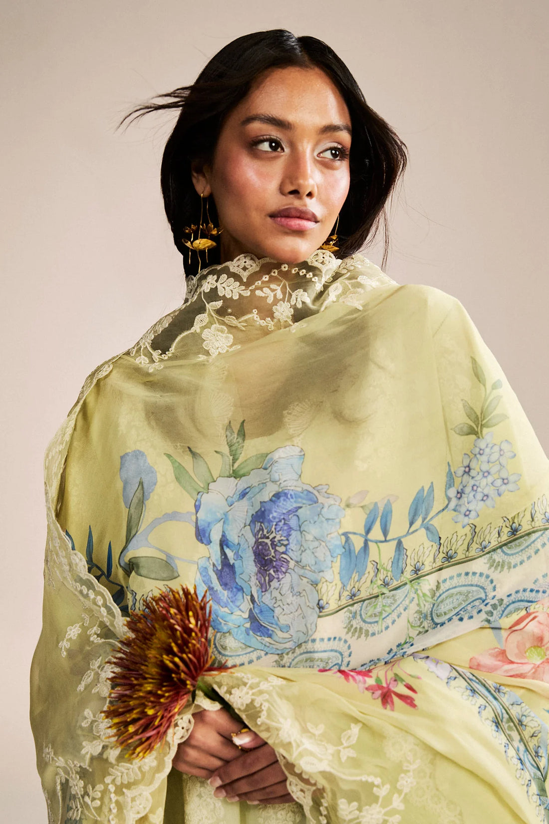 Rai-6A- Embroidered Sage Green Lawn Ensemble By- Zara Shahjahan