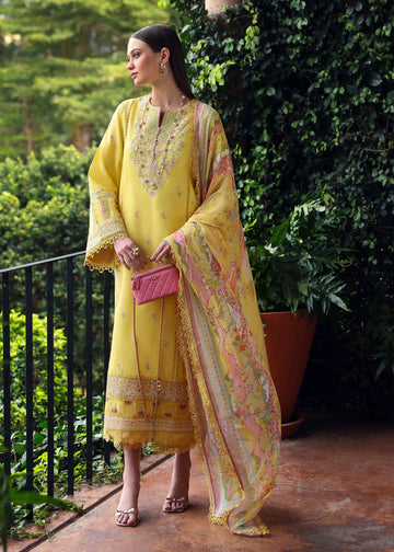 Raiha- Yellow Zaina Lawn Collection 2025 By- Kanwal Malik