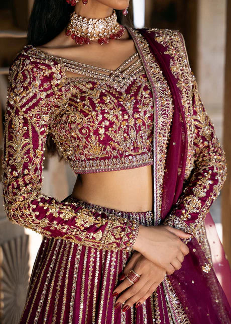 Raina - Plum Bridal Lehenga By Kanwal Malik