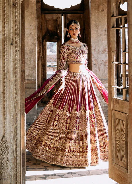 Raina - Plum Bridal Lehenga By Kanwal Malik