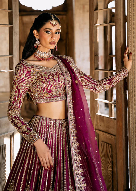 Raina - Plum Bridal Lehenga By Kanwal Malik
