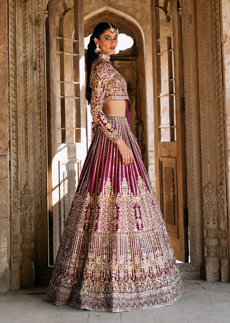 Raina - Plum Bridal Lehenga By Kanwal Malik