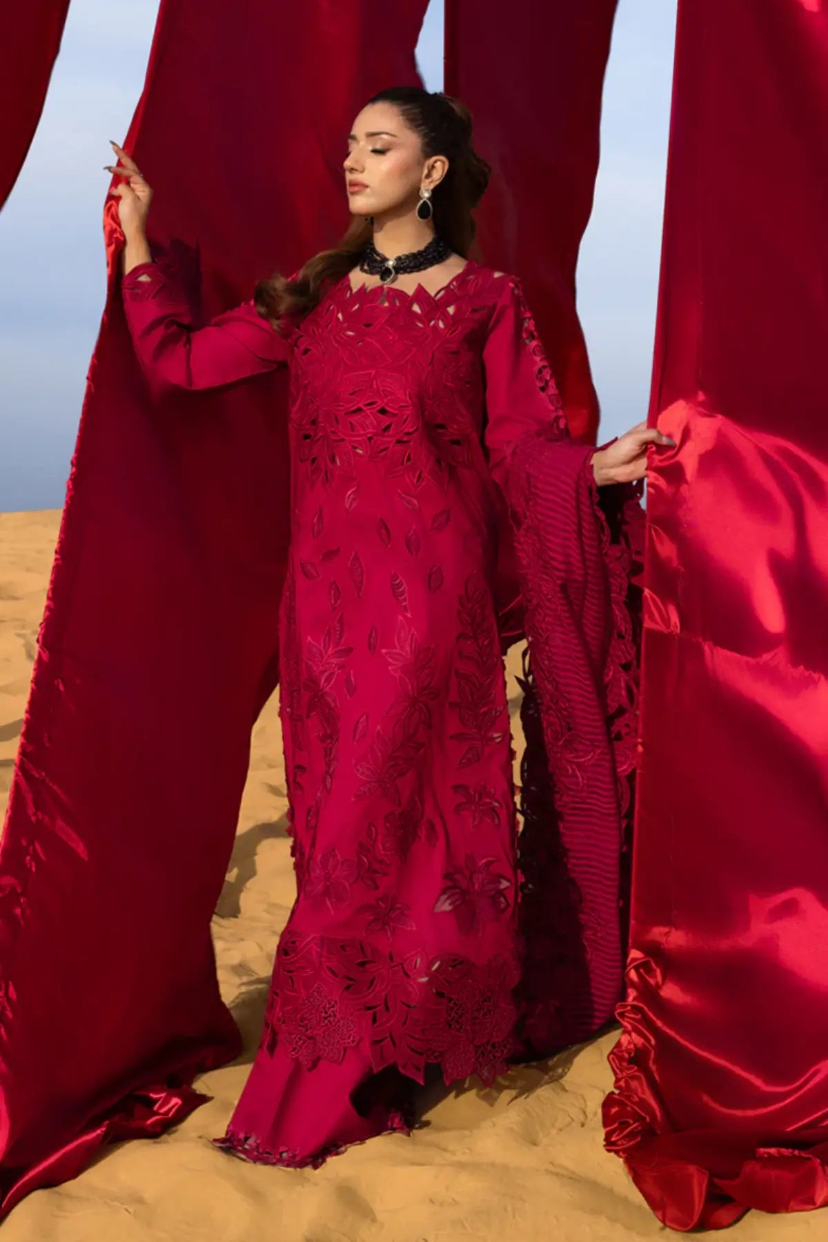 Rameen Rang Rasiya wine stitched lawn suit 3PC Summer 2026 Pakistanimoda