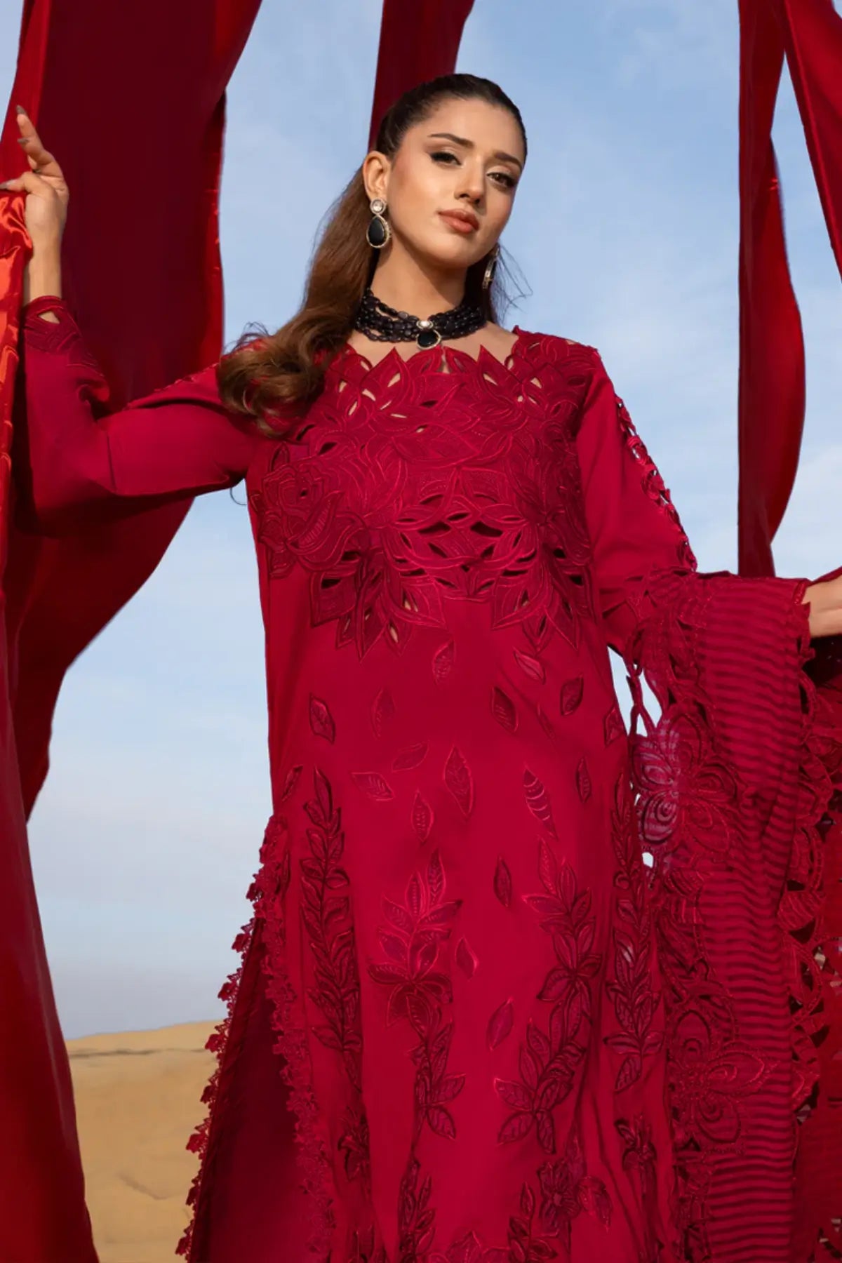 Rameen Rang Rasiya wine stitched lawn suit 3PC Summer 2026 Pakistanimoda