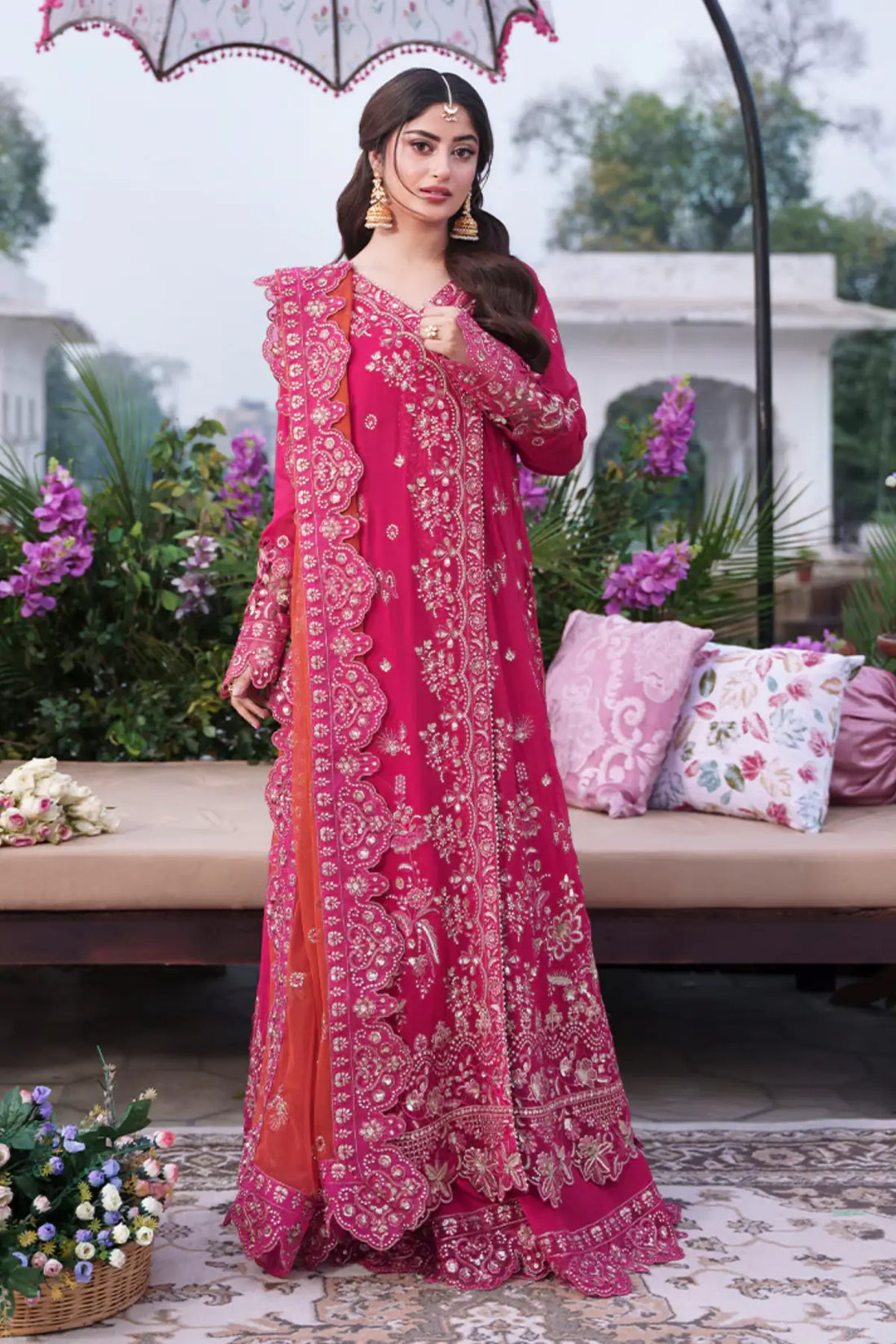 Rang-e-Husn pink stitched angrakha formal dress Canada embroidered chiffon Pakistanimoda.com