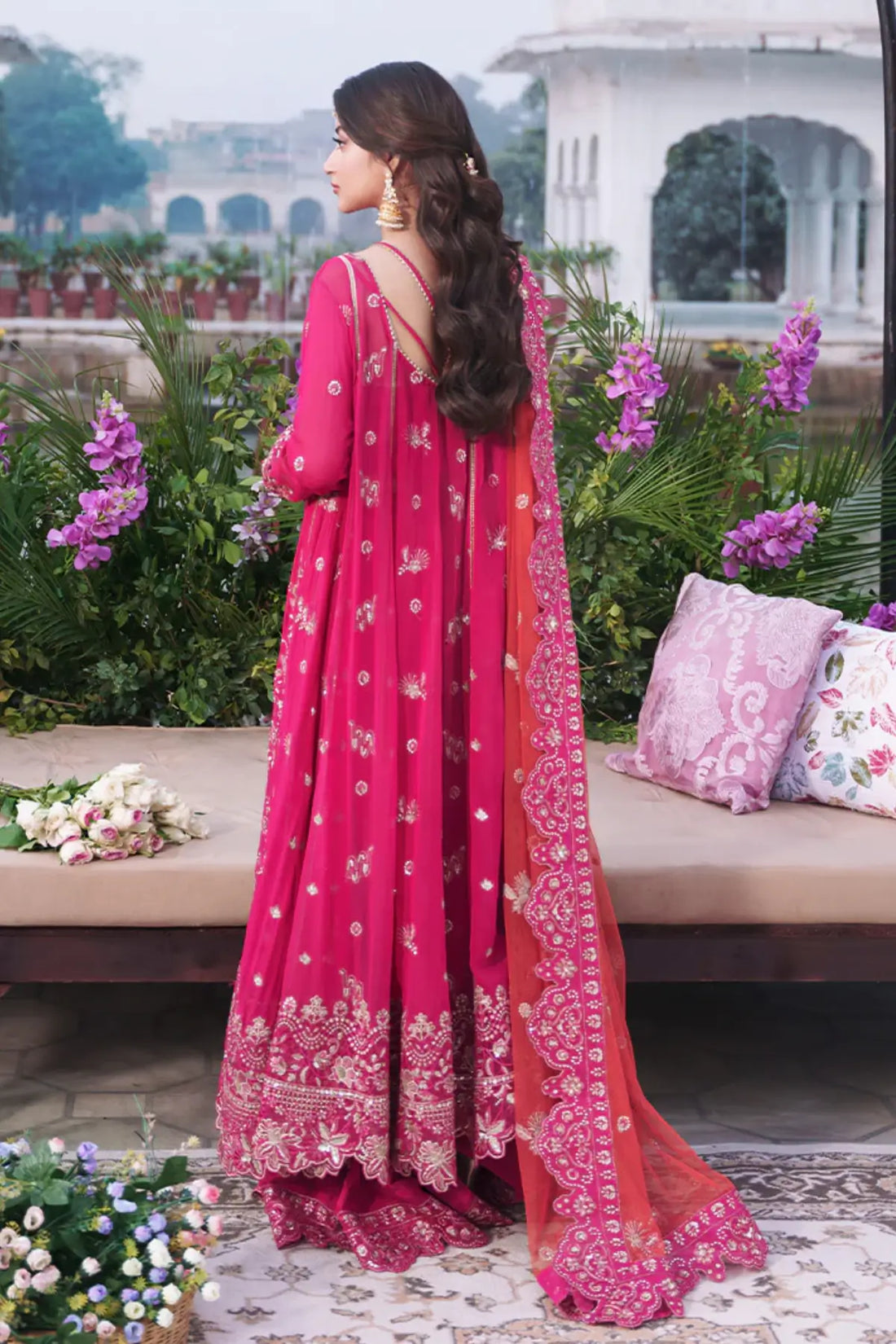 Rang-e-Husn pink stitched angrakha formal dress Canada embroidered chiffon Pakistanimoda.com