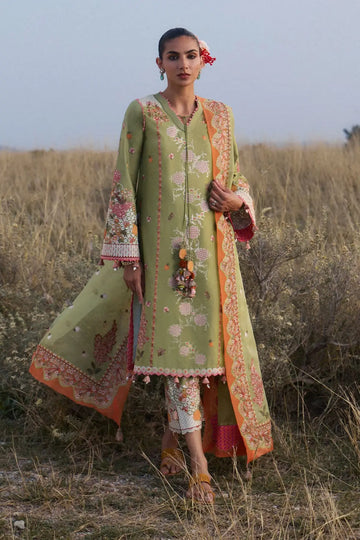 Rang e Bahar Hussain Rehar Matcha Green Lawn Stitched Suit with Organza Dupatta