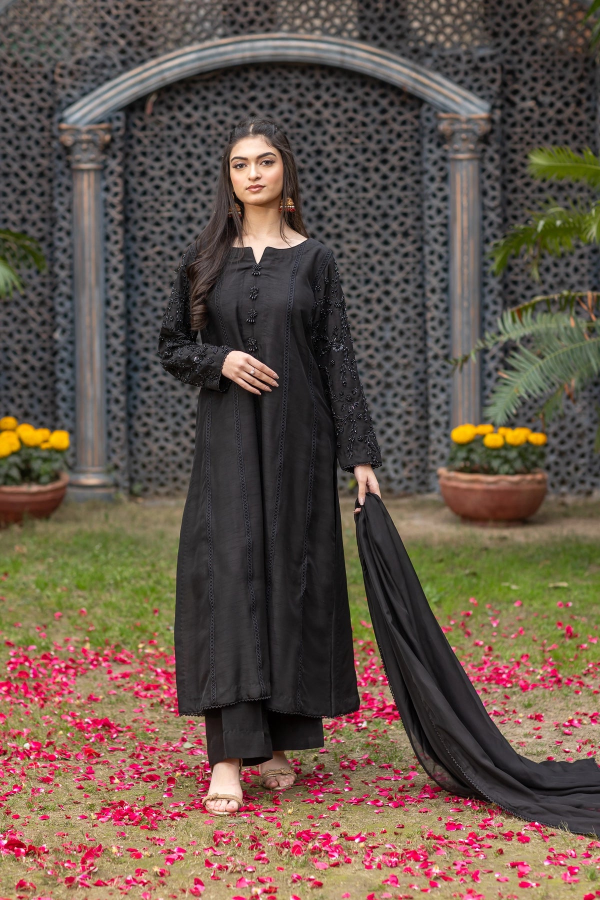 Order Rani Black Eid Party Wear Raw Silk 3PC | Pakistanimoda ...