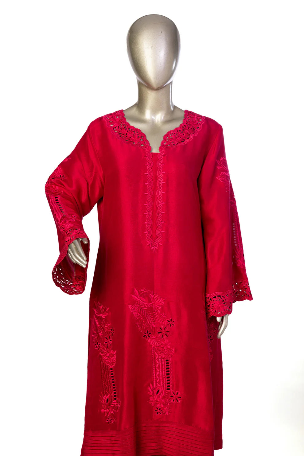 Rania-Crimson Red Latest Pakistani silk suit for summer