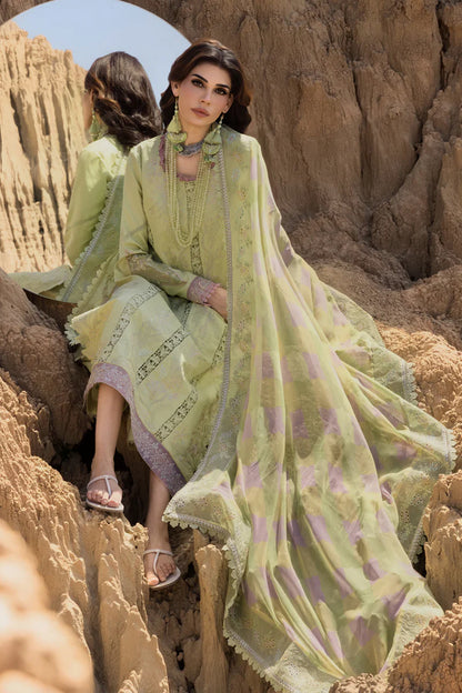 Rania- Parrot Green Premium Lawn Eid Edit' 25 Ensemble By- Rang Rasiya