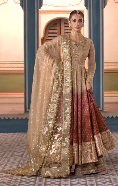 Ranya- Gold Traditional Chiffon Chikankari Pishwas Suit By- Maya Pret-A-Porter