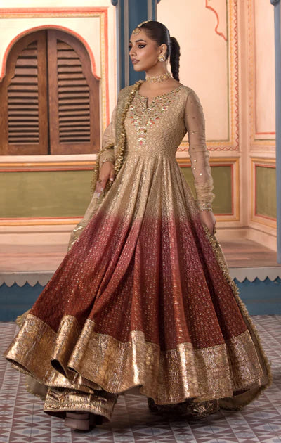 Ranya- Gold Traditional Chiffon Chikankari Pishwas Suit By- Maya Pret-A-Porter