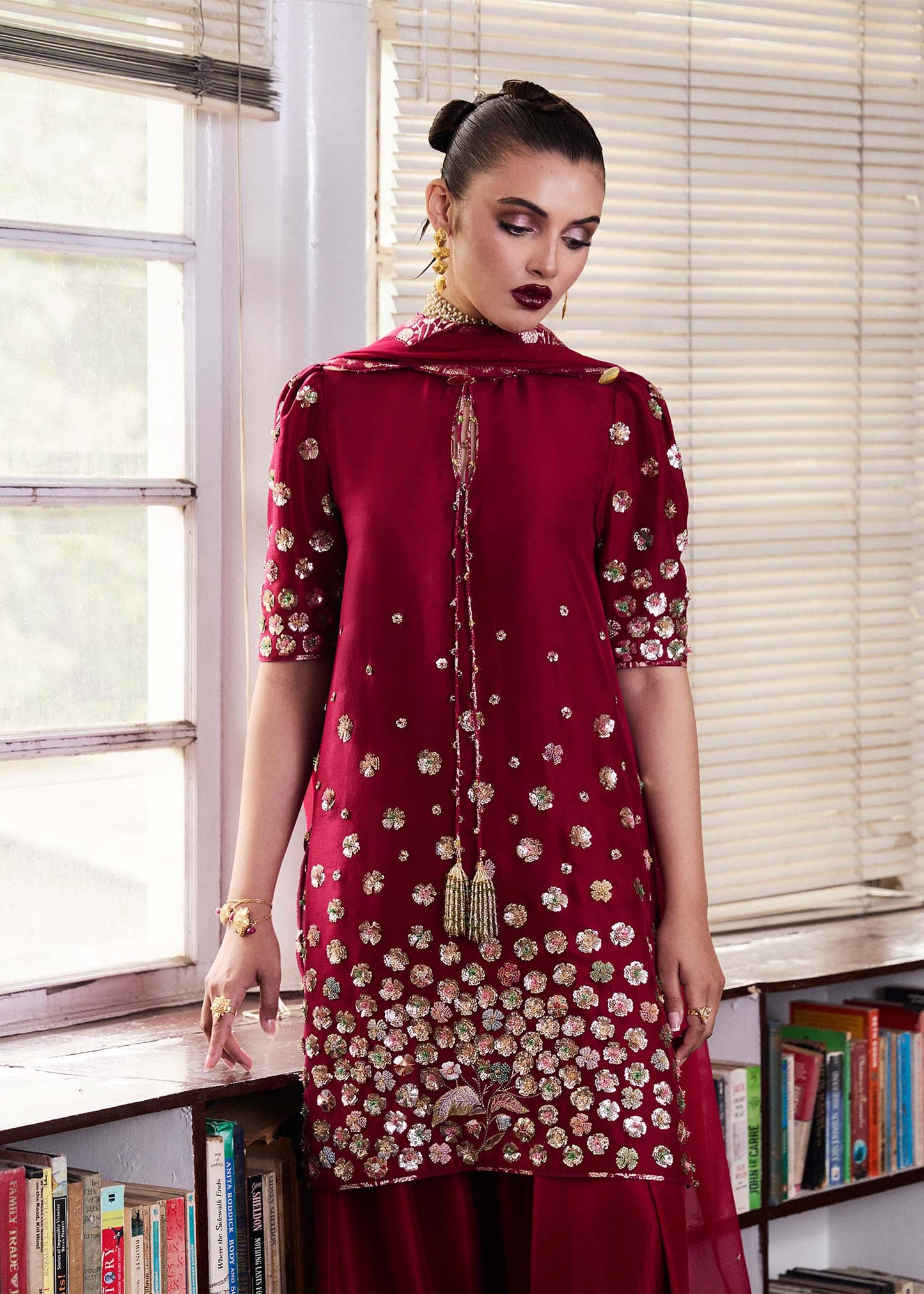 Rasp- Traditional Pure Raw Silk Hot Pink Ensemble For Dinner Wear By- Hussain Rehar