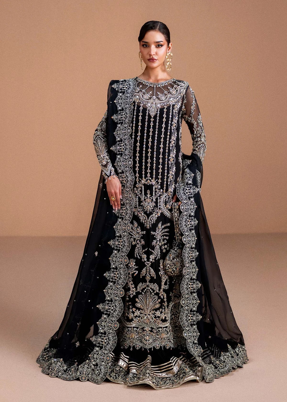 Rayen by Kanwal Malik high-slit organza shirt and crushed maxi dress