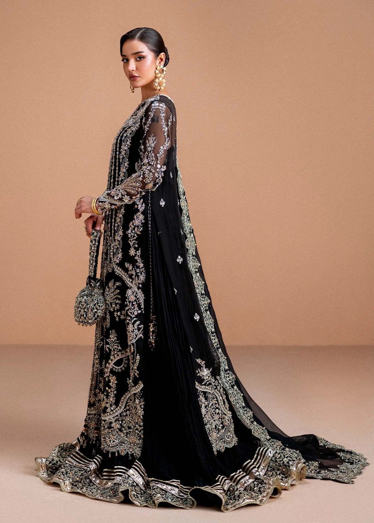 Rayen by Kanwal Malik high-slit organza shirt and crushed maxi dress