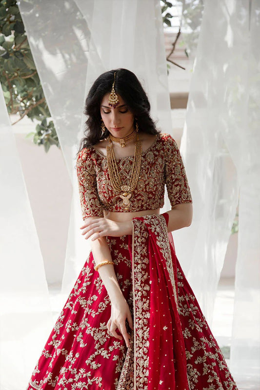 Regal Charm - Maroon Bridal Lehenga By Zuria Dor