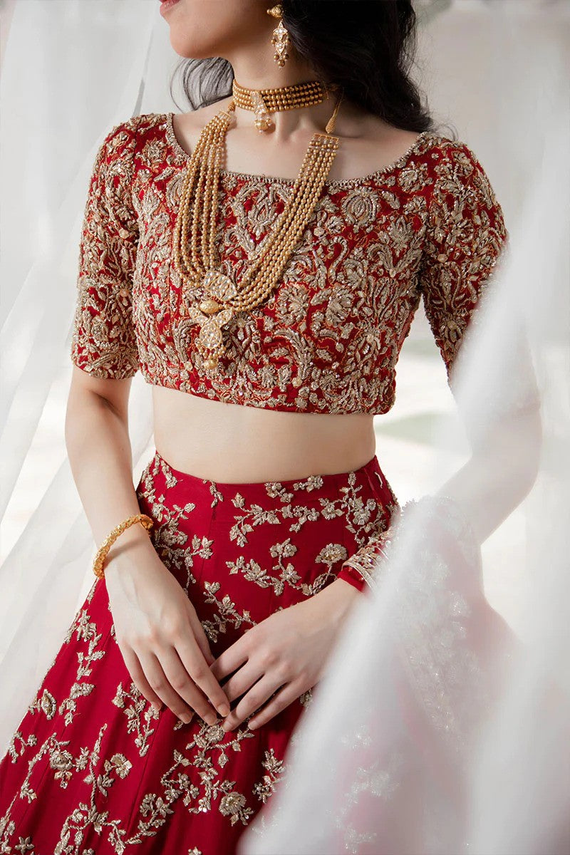 Regal Charm - Maroon Bridal Lehenga