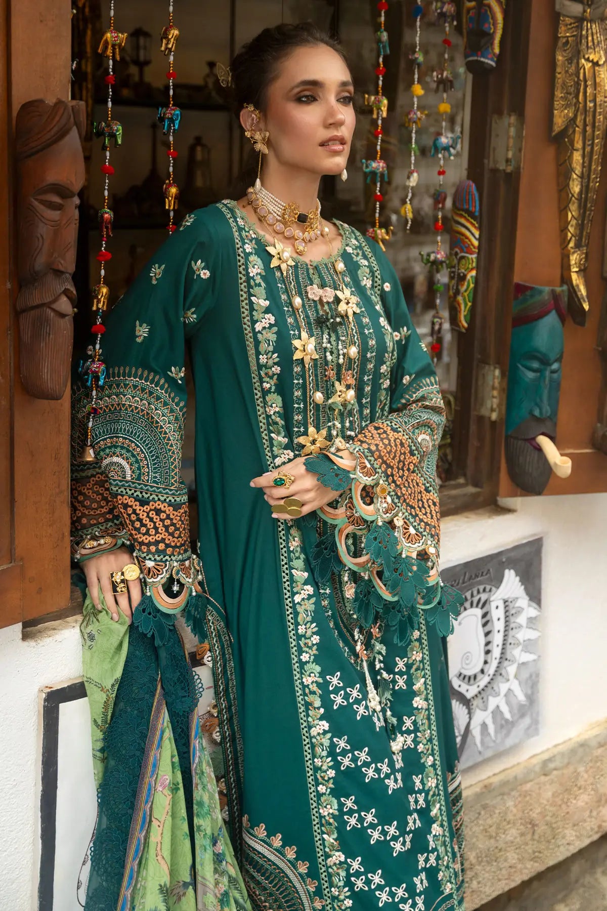 Rela Neroli Luxury Lawn 26 designer suit Annus Abrar emerald green