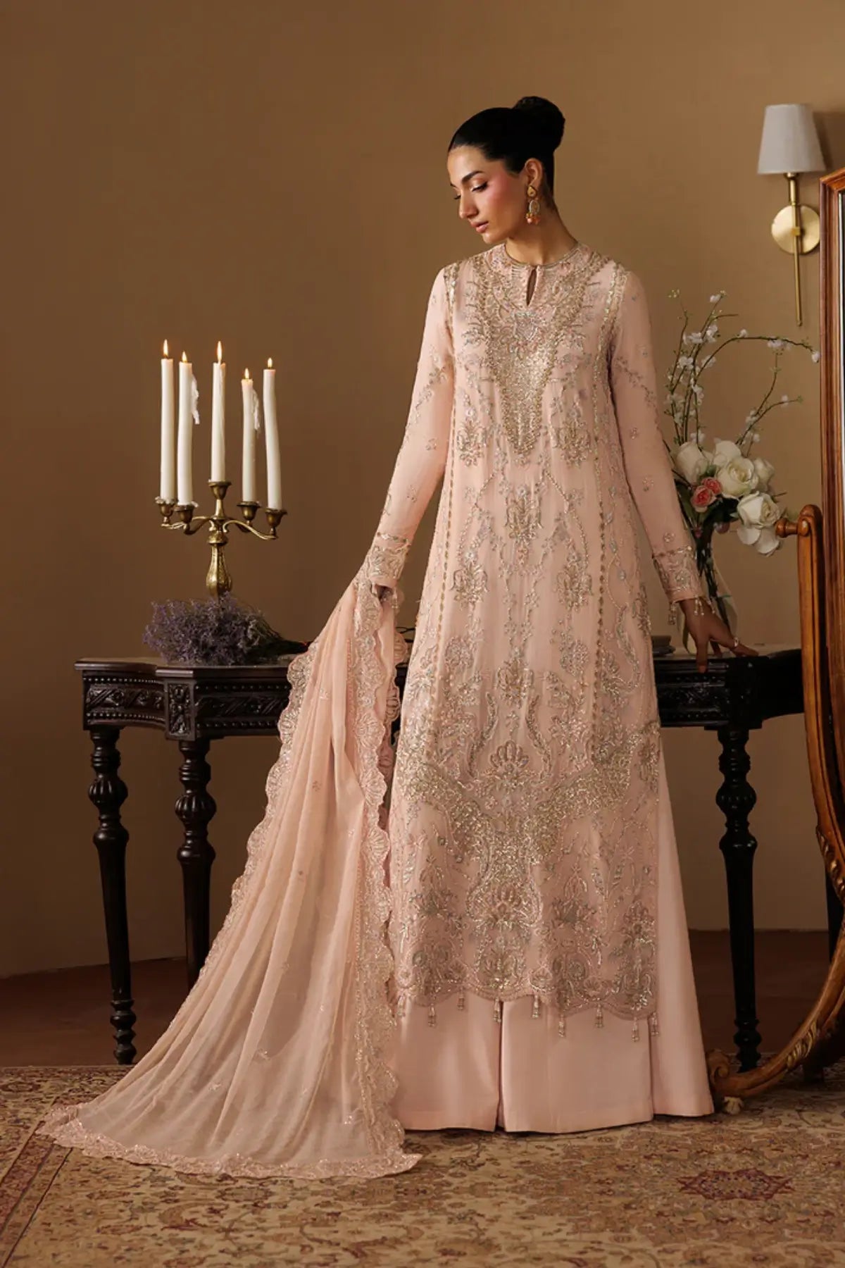 Reverie by Emaan Adeel Blush Pink Chiffon Stitched 3PC Suit from Celeste Festive Edit'26 Collection