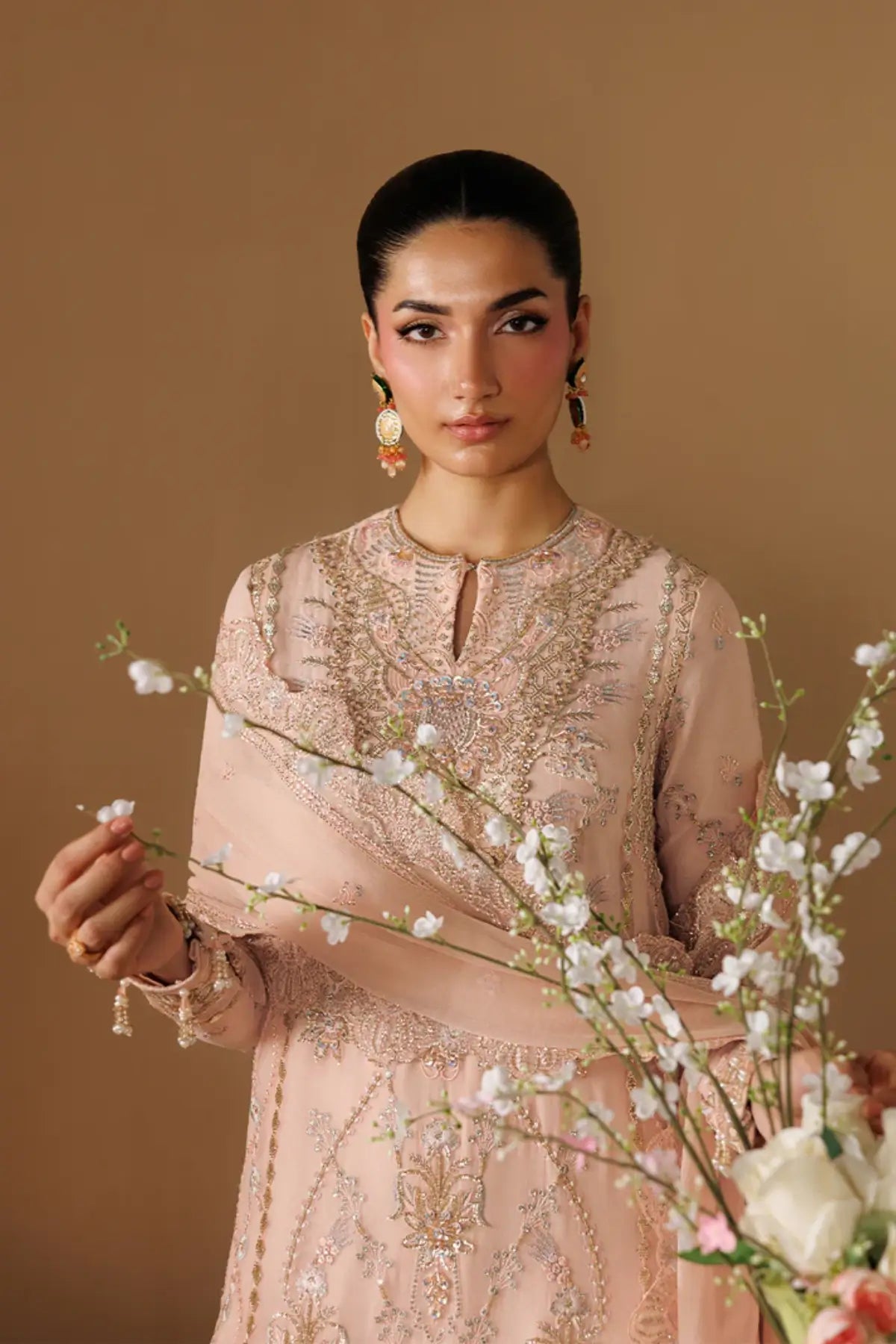 Reverie by Emaan Adeel Blush Pink Chiffon Stitched 3PC Suit from Celeste Festive Edit'26 Collection