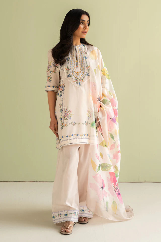 Ria-3A Pakistani Summer Lawn Outfit '25 By- Zara Shahjahan