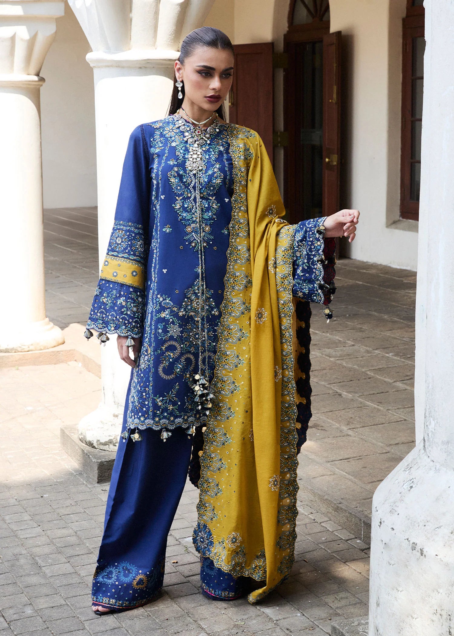 Riviera- Blue Luxury Lawn Suit By- Hussain Rehar