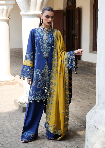 Riviera- Blue Luxury Lawn Suit By- Hussain Rehar