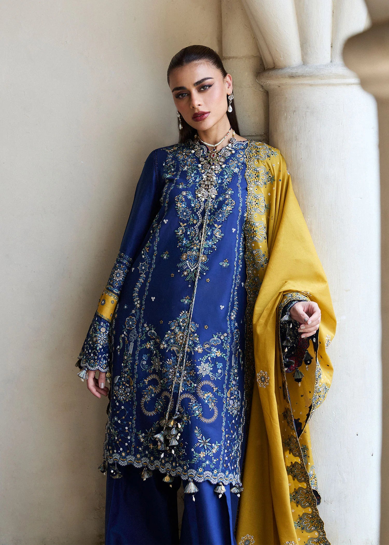 Riviera- Blue Luxury Lawn Suit By- Hussain Rehar