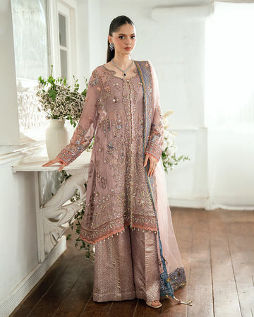 Roop Rangoli by Mushq Mauve Pink Embroidered Chiffon Front Open Gown – Shop Pakistanimoda.com