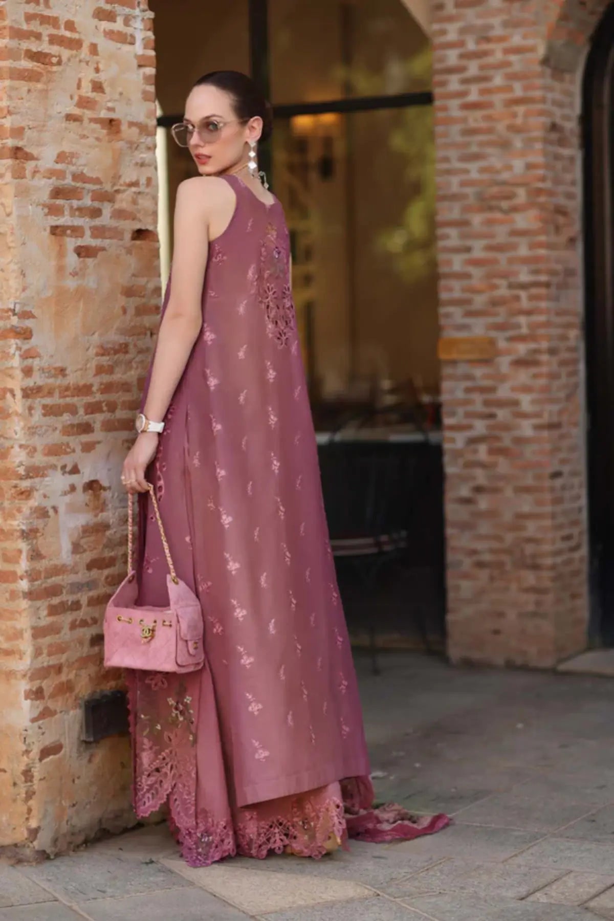 Rosé Allure D1 by Saadia Asad Dusky Tea Rose stitched lawn 3PC with embroidery and chiffon dupatta