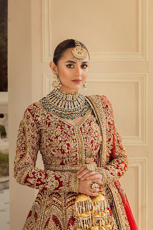 Rose - Beautiful Red Bridal Lehenga By Erum Khan