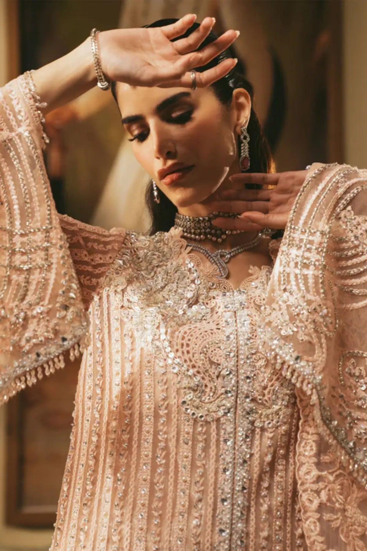 Roseate by Saira Shakira pink sharara formal outfit with net shirt and dupatta for Eid and wedding wear