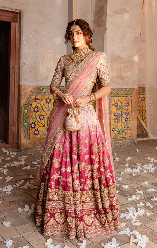 Roshanara- Pakistani Bridal Italian Silk Lehenga outfit